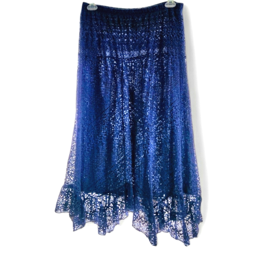 Lace Skirt Dark Moody Blue Witchy Hem Whimsygoth Fairygoth Dark Romance Party - Picture 9 of 10